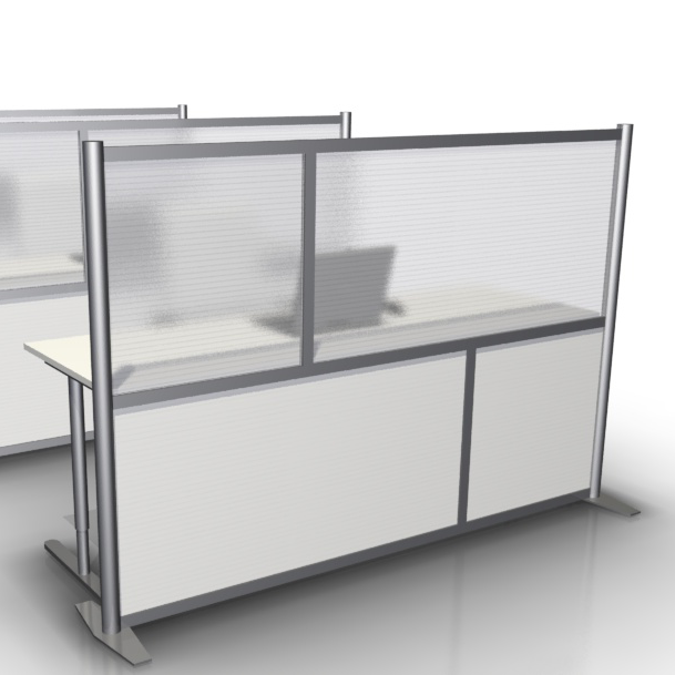 75 Wide X 51 High Office Partition Desk Divider White Translucent