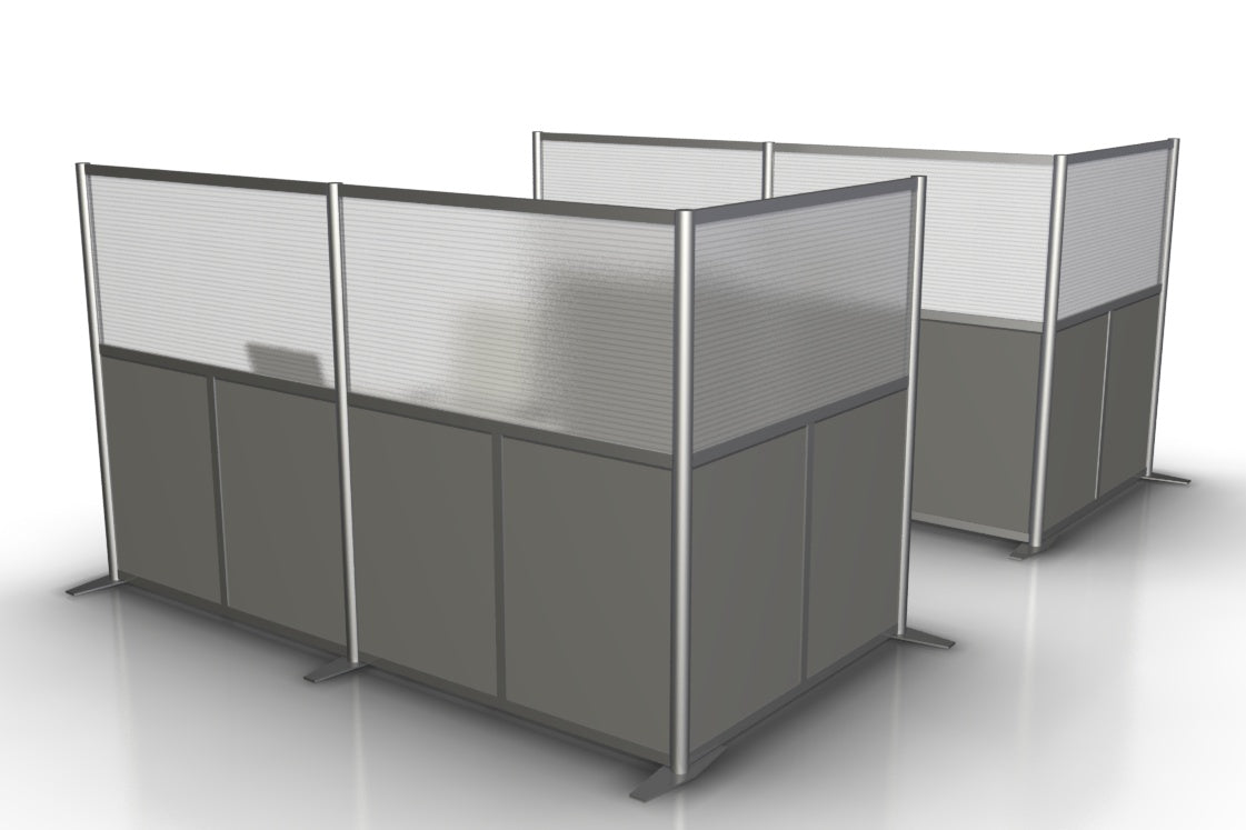 L Shaped Office Partition 100 X 51 X 58 High Gray And Translucent