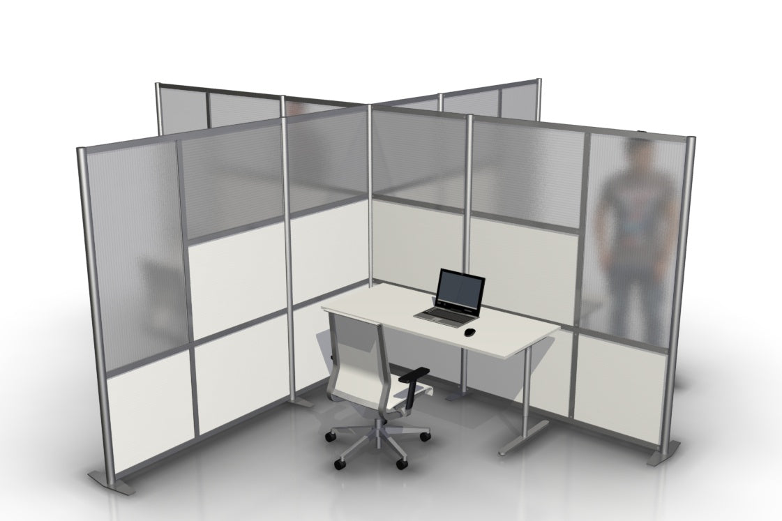 T Shaped Office Desk Divider Partition Quad 182 X 182 X 75 Height