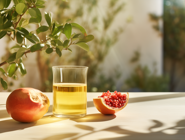 photo of pomegranate oil in glass