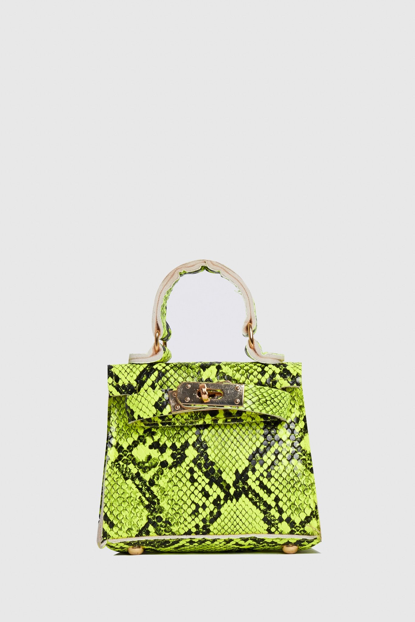 neon green snake print purse