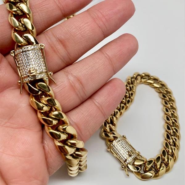 cuban link chain with diamond lock