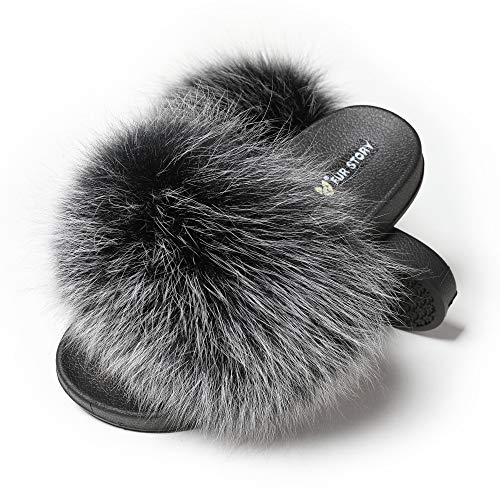 Fox Fur Slides Furry Slide Sandal 