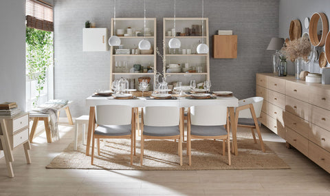 Dining Table with white chairs from Creative Collection, VOX Furniture UAE