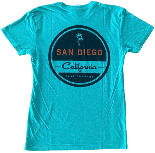 Distant Local San Diego Map T-Shirt with Surf Co. Logo Seafoam / M