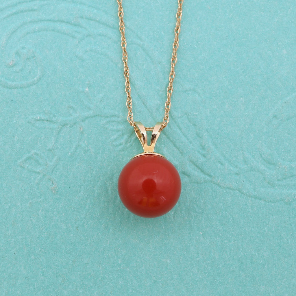 red coral pendant gold