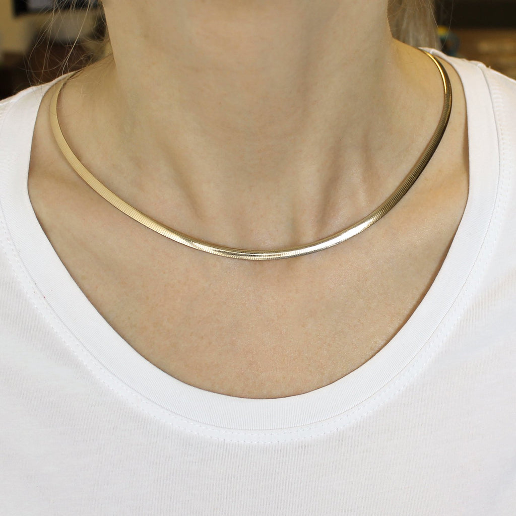 reversible gold and silver omega necklace