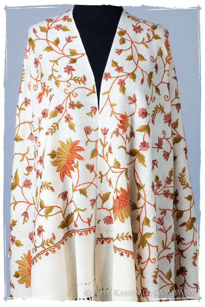 Jardin d'or Antoinette Ivory Shawl — Seasons by The Kashmir Company