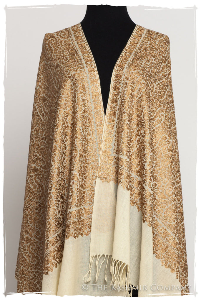 The Célébration Fabuleuse Gold Shawl — Seasons by The Kashmir Company