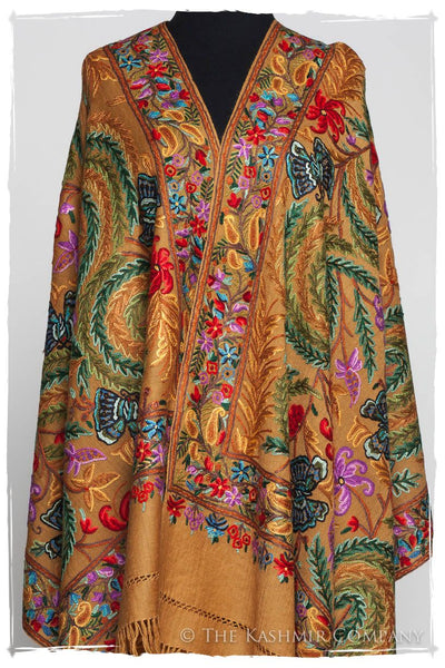 Papillon Cachemire Amber Antiquaires Shawl — Seasons by The Kashmir Company