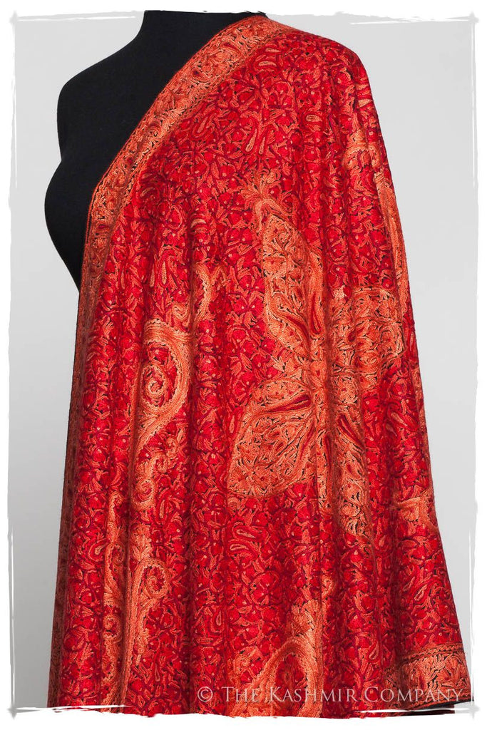 Flame Scarlet Paisley Antiquaires Shawl — Seasons by The Kashmir Company