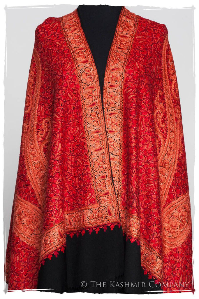 Flame Scarlet Paisley Antiquaires Shawl — Seasons by The Kashmir Company
