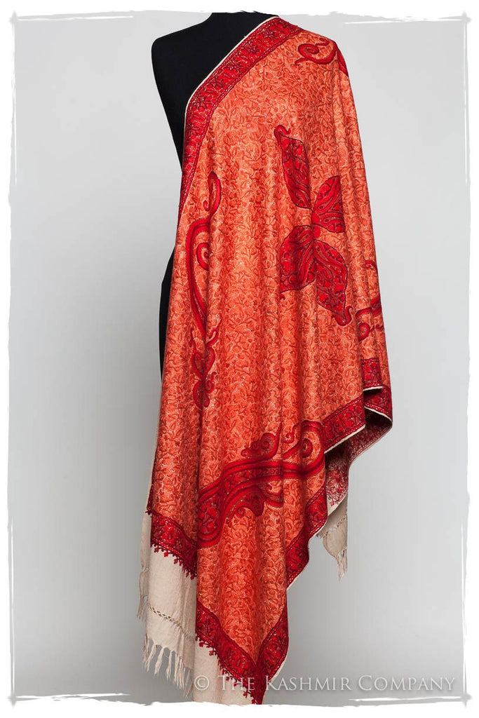 Scarlet Sunset Paisley Antiquaires Shawl — Seasons by The Kashmir Company