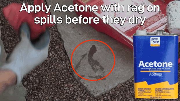 Apply Acetone to Gravel-Lok Spills
