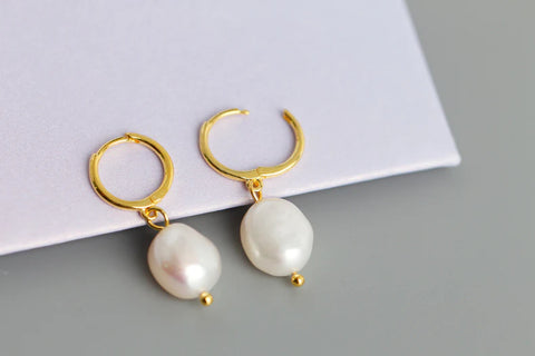 DROP IN THE OCEAN PEARL HOOP EARRINGS Regular price