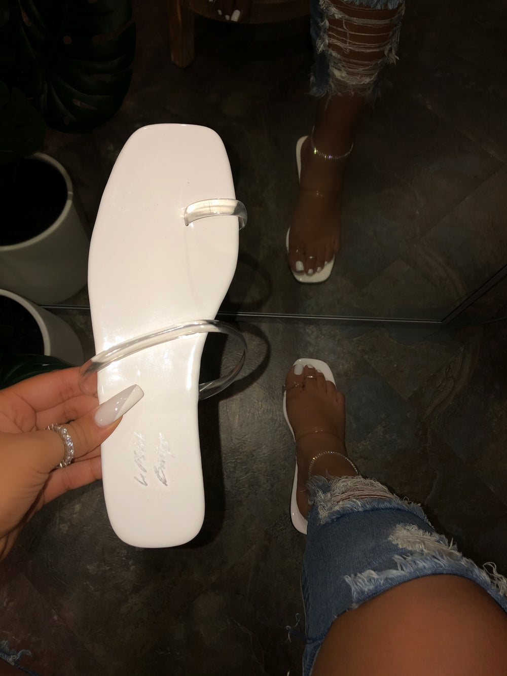 white toe sandals
