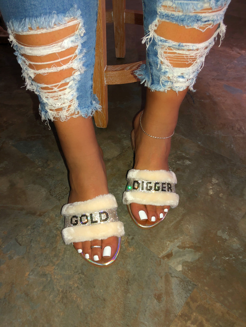 gold digger flip flops