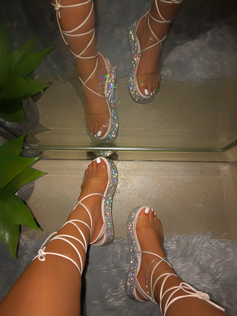 Destiny Rhinestone Platform Sandals 