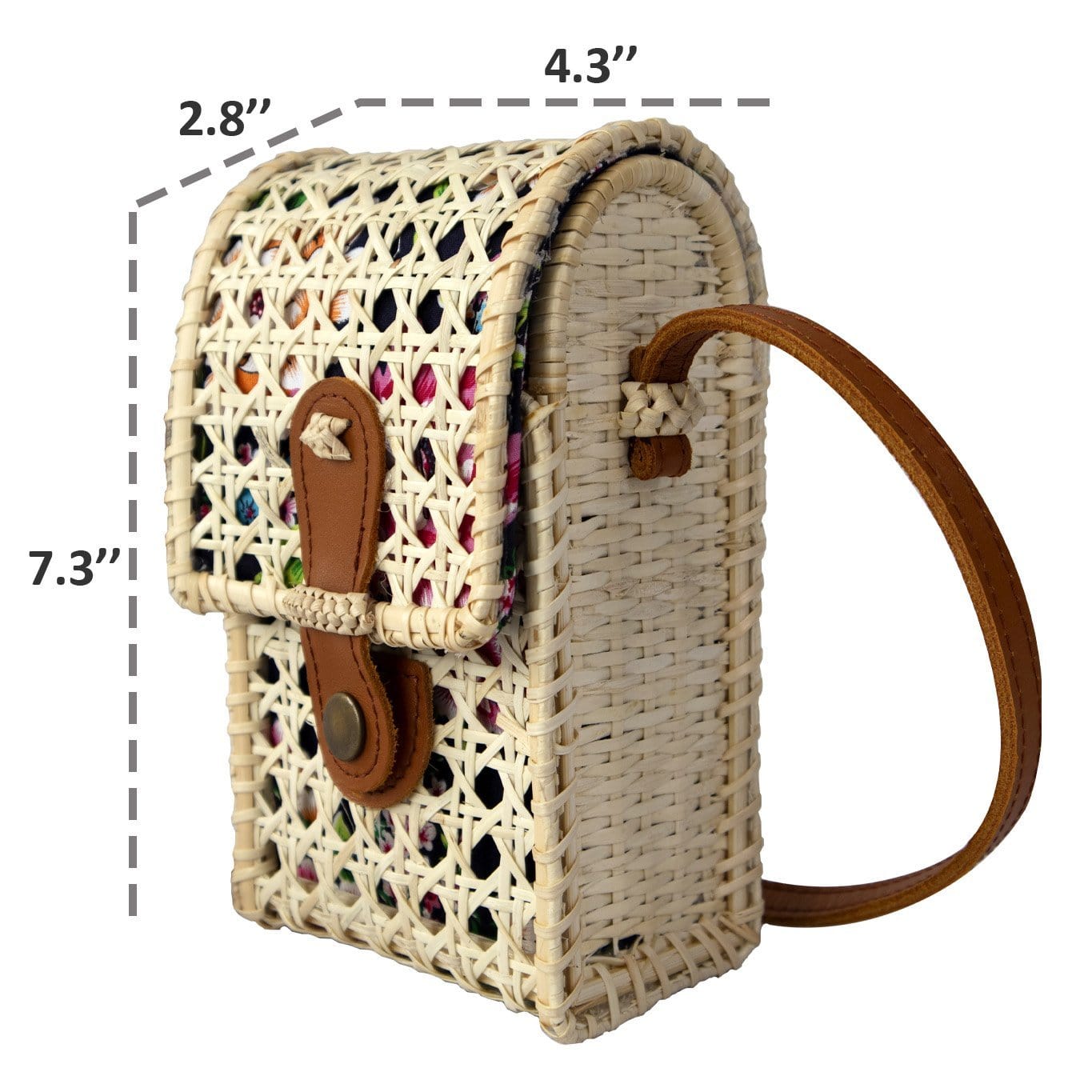 Crossbody Woven Bag with Genuine Leather Strap | Cell phone Holder Bag - Made Terra