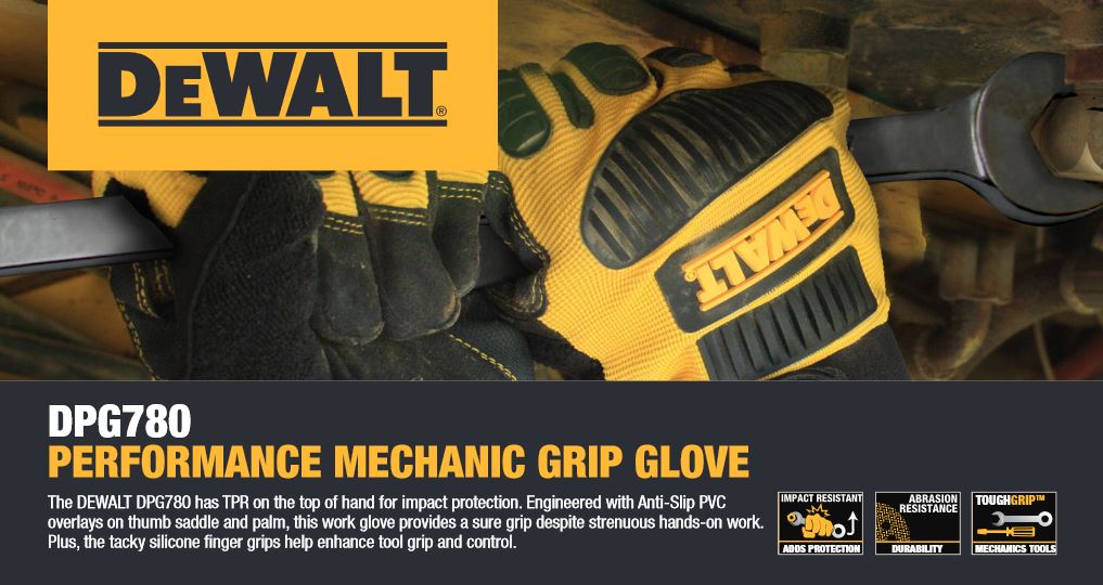 DeWalt Performance Mechanic Work Gloves - M - Yellow