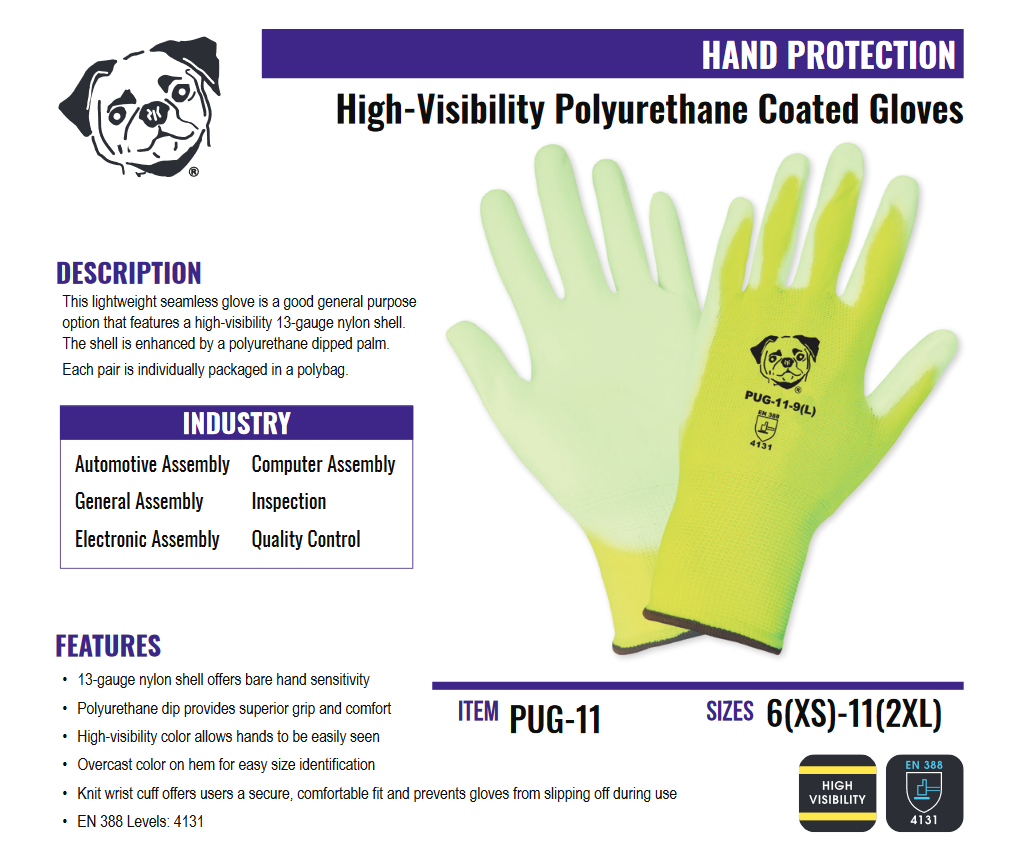 PUG-17 - Lightweight Seamless General Purpose PU Dipped Gloves