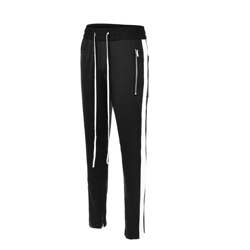 black pants with white lines