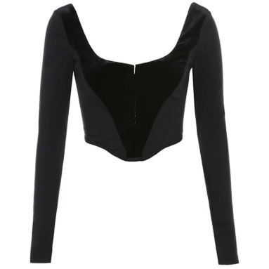 BLACK LONG SLEEVE CORSET TOP – MUSSECCO