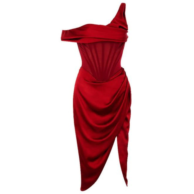 Red corset midi dress – MUSSECCO