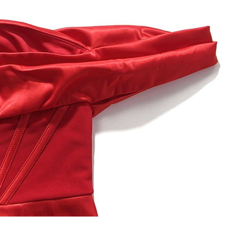 Red satin corset midi dress – MUSSECCO