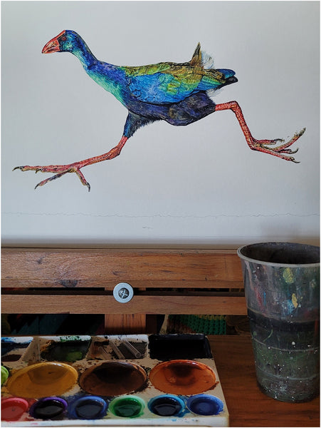 african swamphen watercolour painting process 007