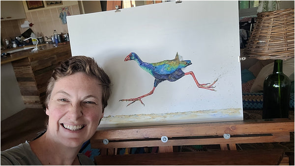 african swamphen watercolour painting process 012