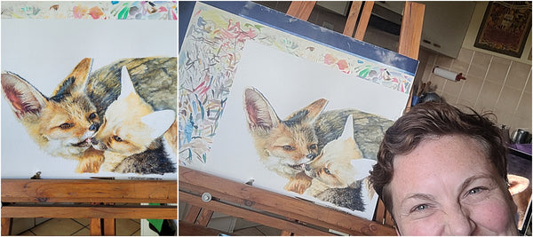 realistic cape foxes watercolour painting work in progress_006