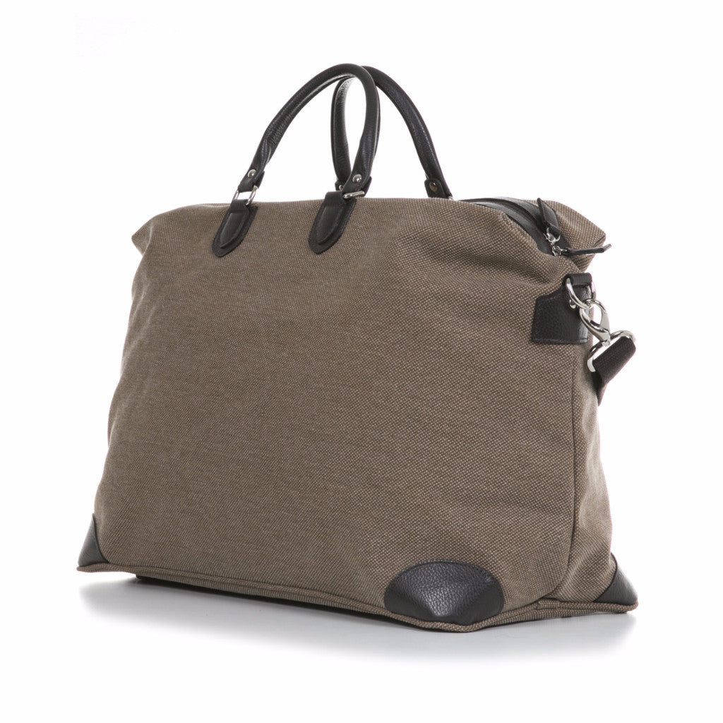 Desert Sand Washed Canvas and Pebble Leather Weekender – L'bardi