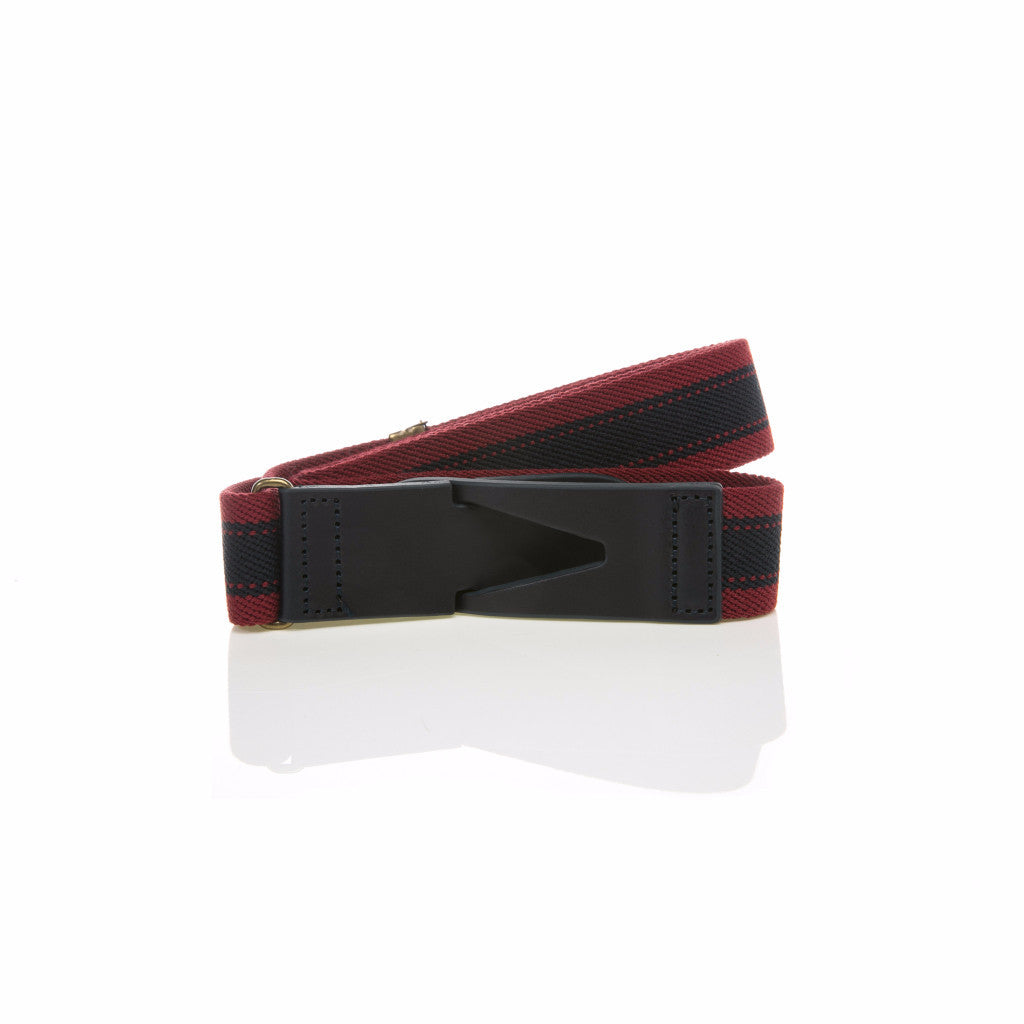 Riga belt - Venetian Red with Large Navy Stripe – L'bardi