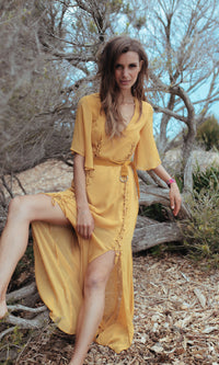 boho mustard yellow dress