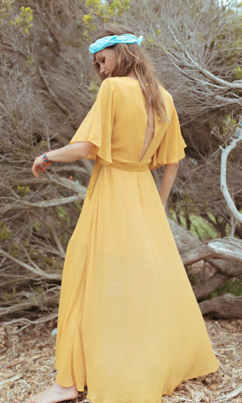 yellow hippie dress