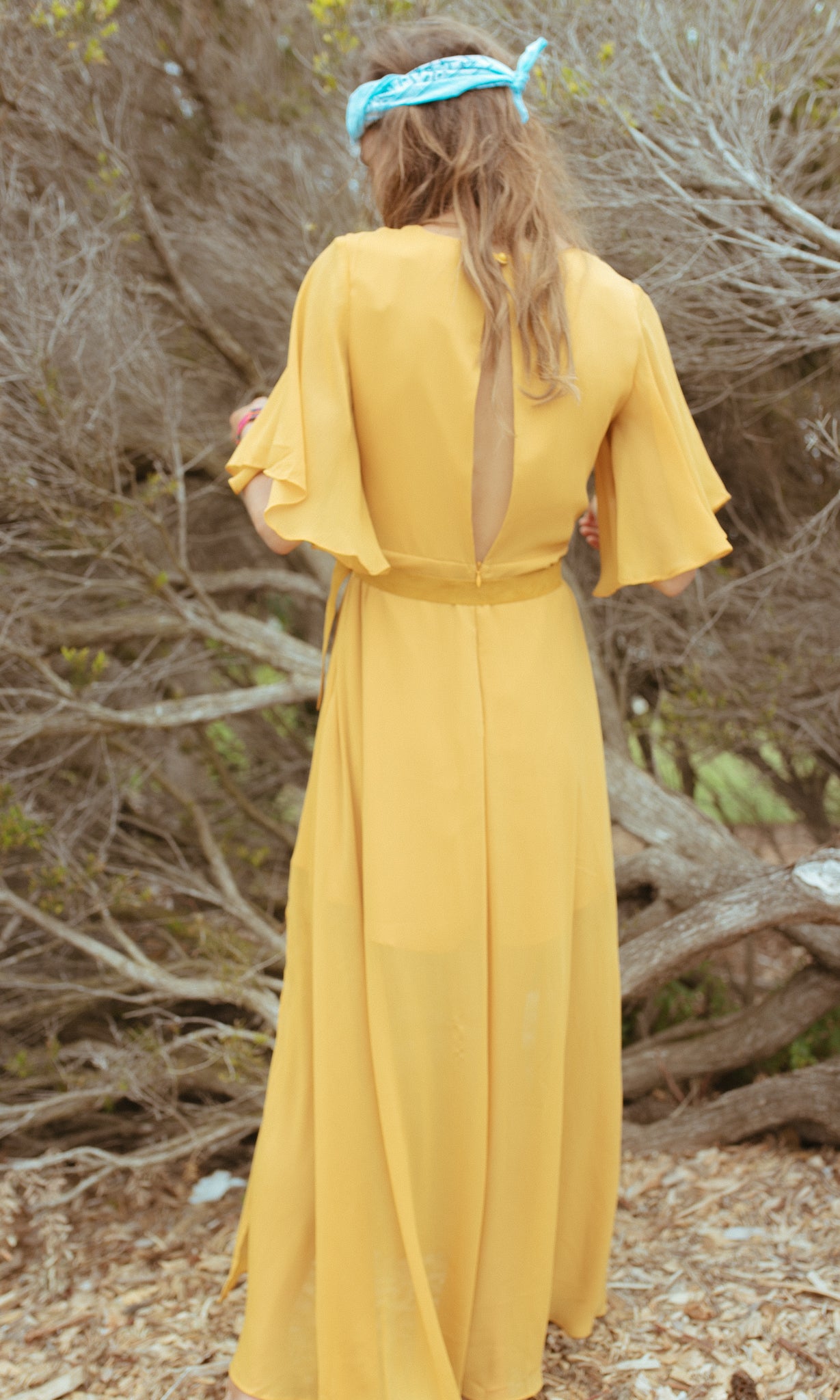 mustard boho maxi dress