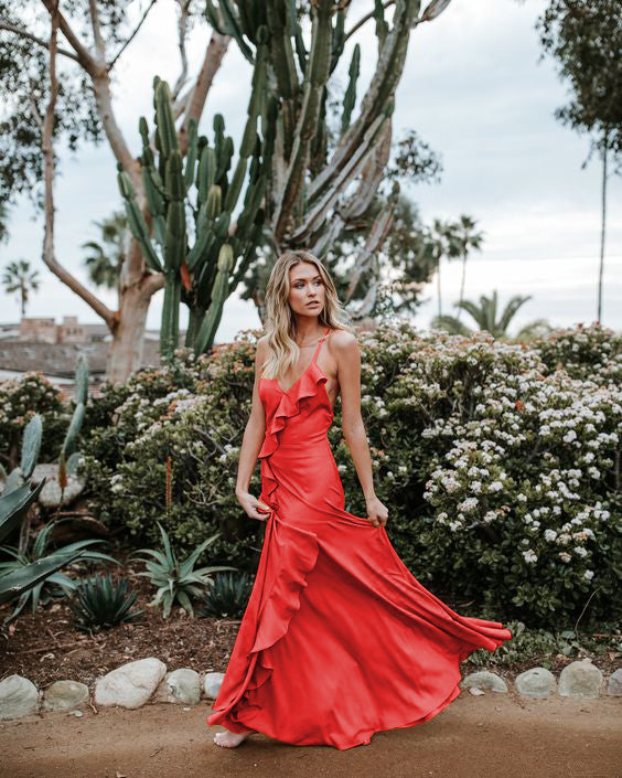 red maxi flowy dress