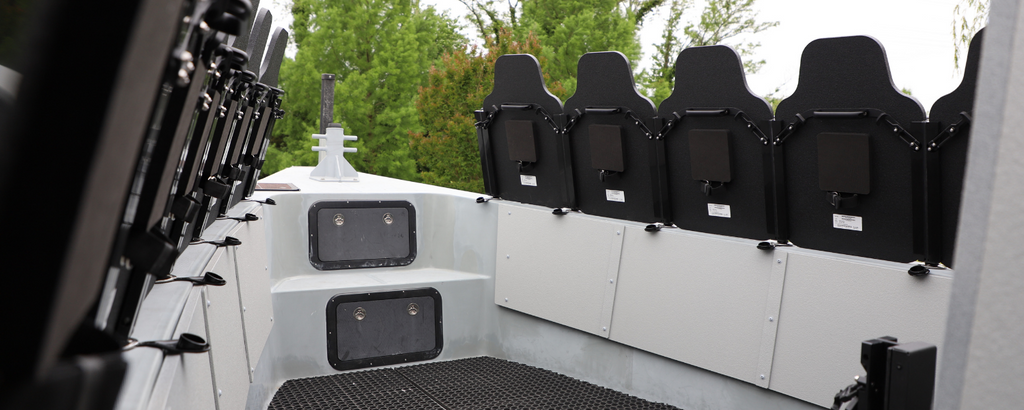 angled tactical gunner panels photo of Hardwire LLC's ballistic armor on Maryland's Department of Natural Resources boat