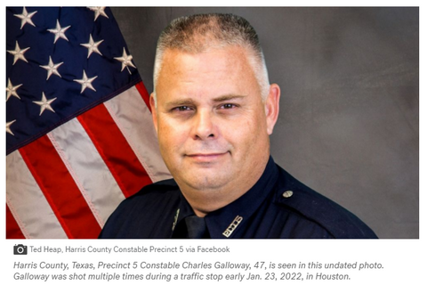 Ted Heap, Harris County Constable Precinct 5 Via Facebook - Harris County, Texas, Precinct 5 Constable Charles Galloway, 47, is seen in this undated photo. Galloway was shot multiple times during a traffic stop early Jan. 23, 2022, in Houston.
