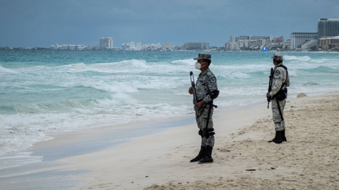 Military on Beach after Cancun shooting