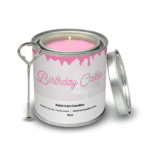 birthday cake paint can candle