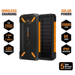 ROC10 – 10,000mAh, Solar Charger & Wireless Portable Power Bank