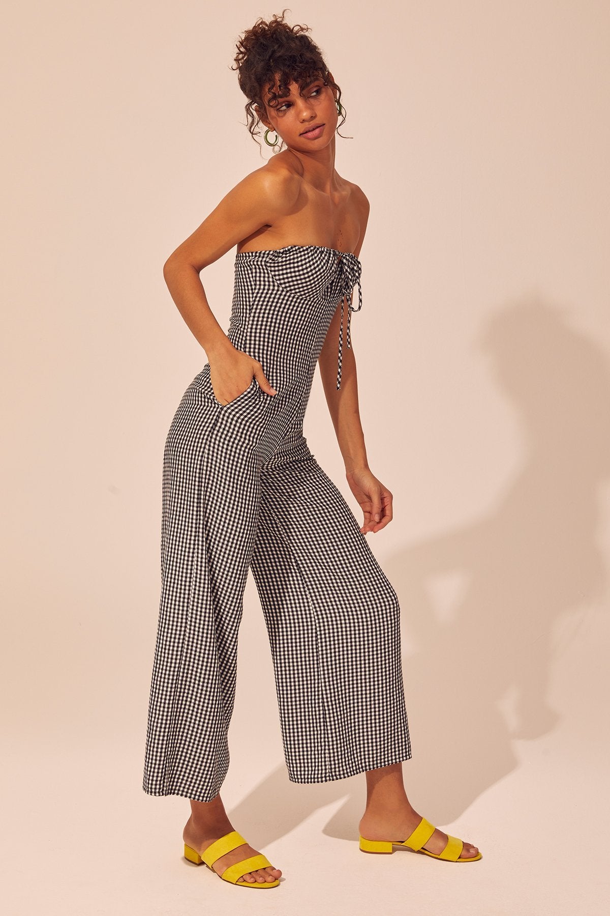 solid and striped jumpsuit