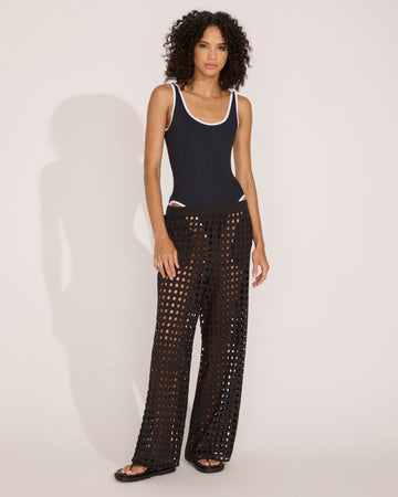 The Eyelet Cropped Cabana Shirt in Blackout