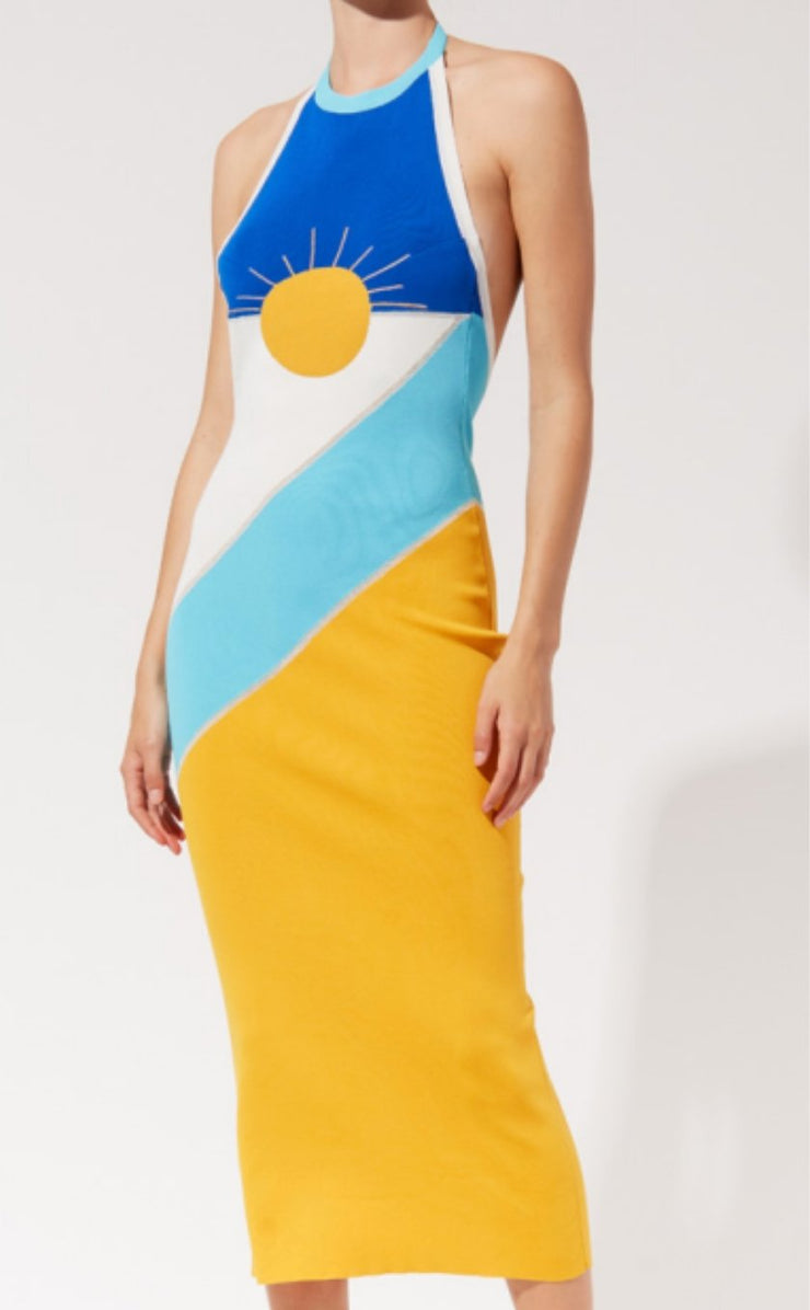 The Kelly Dress in Colorblock Sun Intarsia | Solid & Striped