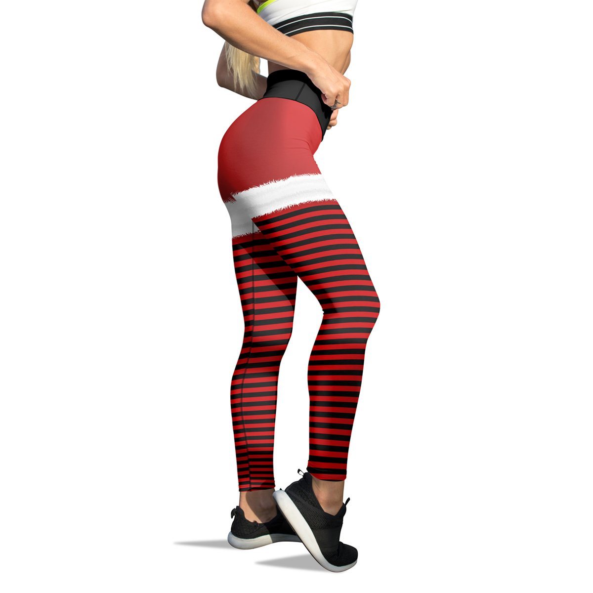 Image of Santa Belt Christmastripes Leggings