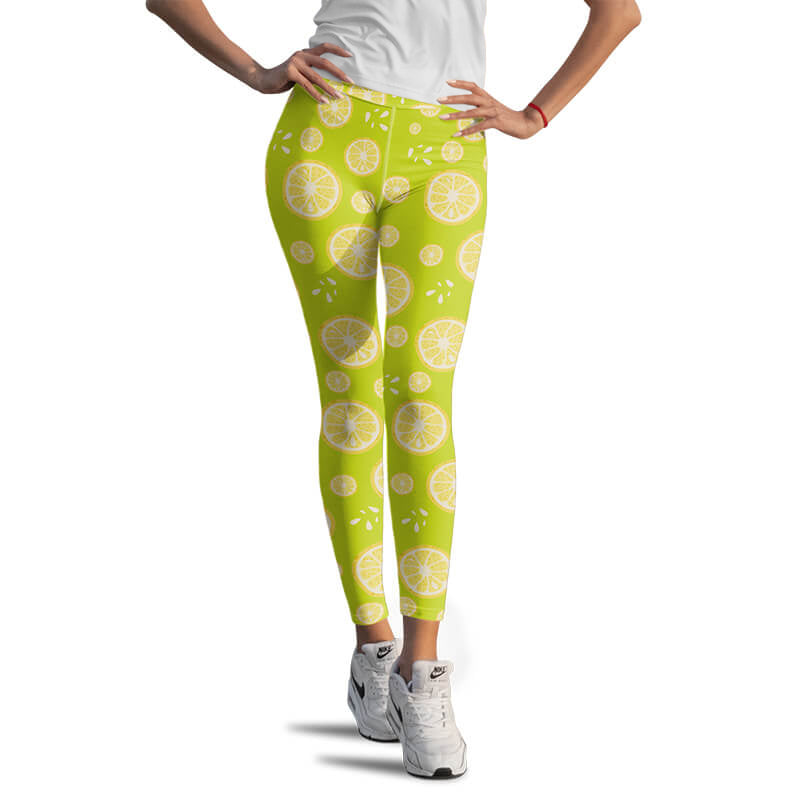 Lemon Lemons Yellow Leggings Yoga Pants | Zazzle