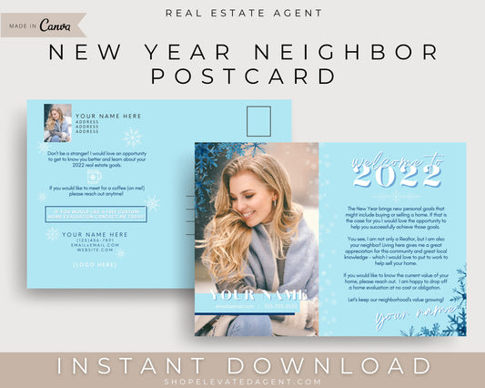 Real Estate Holiday Card - Hello Neighbor Postcard - Real Estate Template