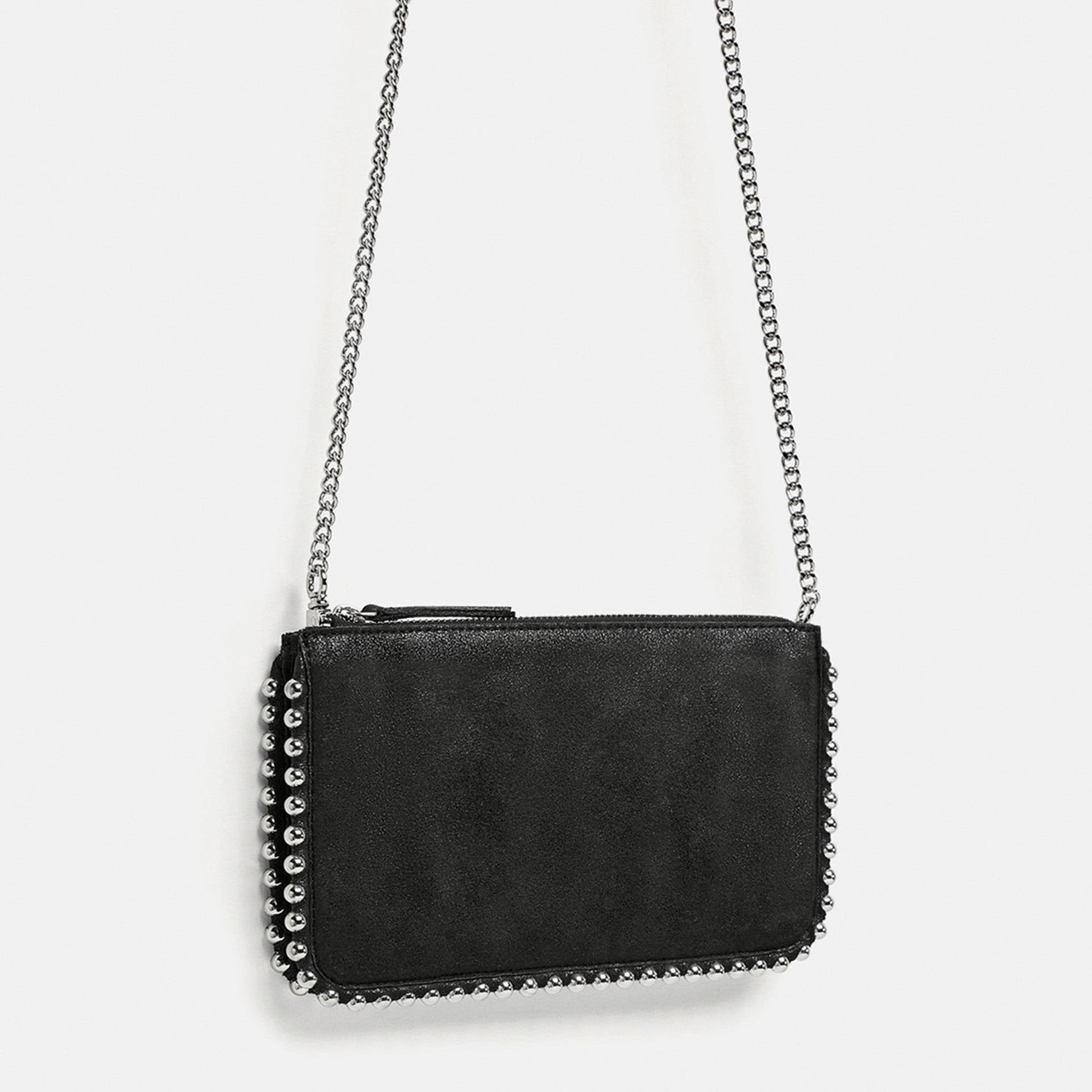 Zara スタッズ付きブラッククロスボディバッグ Studded Black